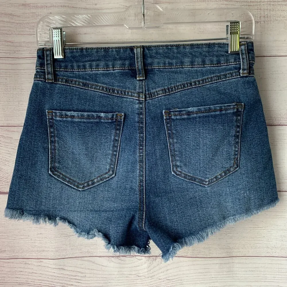 Sincerely Jules Denim Blue Jean Cutoff Shorts Distressed Medium Wash Size 7/28